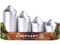 Emocio adventné Stupne 4ks priem.50mm Metal strieborné sviečky