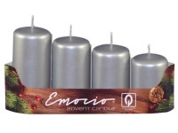 Emocio adventné Stupne 4ks priemer 40mm Metal strieborné sviečky