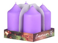 Emocio adventný valec 4ks 40x80 fialová sviečka