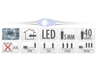 LED reťaz 40 lediod ľadová biela