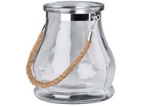 Sklenená lampa so závesom z lana, priesvitná – 160×180 mm