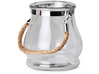 Sklenená lampa so závesom z lana, priesvitná – 120×125 mm