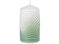 Valec 60x110mm Op art 3D geometria, zelená sviečka