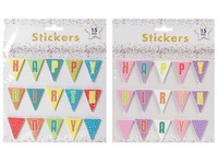 Samolepka Párty 3D plast 180x220mm Happy Birthday, mix farieb