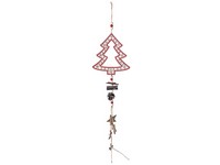 Záves drevo 155x170mm strom, červená s glitrom