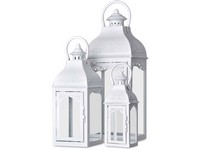 3 darabos fehér lámpás szett – fém és üveg, magasságok: 25 / 35,5 / 48 cm