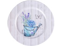 Plechový tanier design kanva s kvetinami farebná 330x15mm