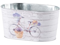 Plechový kvetináč oválny bicykel, 3 farebné 225x135x115mm