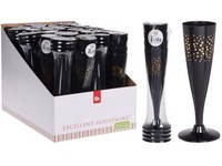 Poháre na šampanské Párty 130ml 4ks súprava čierna so zlatou 60x175mm