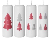 Henger advent 4db 40x120 mm Karácsonyfa szürke-piros, fehér gyertya