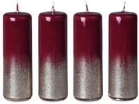 Henger advent 4db 40x120 mm Csillogó arany, burgundi gyertya