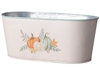 Kvetináč plechový 240x100mm oválny tekvica, biela, oranžová, zelená