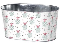 Kvetináč plechový 225x110mm oválny MISTLETOE MAGIC, biela, modrá
