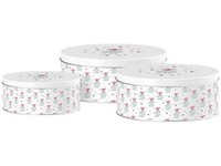 Plechová okrúhla dóza MISTLETOE MAGIC, biela, set 3 ks, 200x90/185x80/140x65mm