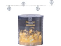LED reťaz 20 ks diód gulička sklenená, teplá biela, číra
