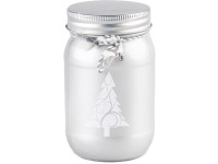 Emocio Sklo 70x120 mm s plechovým víčkem Winter Berry and Ivy Snowman, potisk stromek, stříbrná vonná svíčka