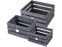 Súprava debničiek z dreva, tmavomodrá, 300x250x150/ 250x200x130/ 200x150x110mm