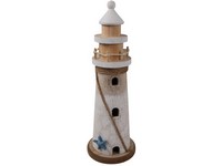 Fa dekoráció Világítótorony, natúr, fehér, barna, 100x300mm