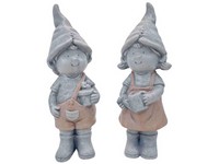 Trpaslík keramika, dievča chlapec mix, sivá a ružová 80x217mm