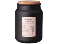 Emocio üvegbe töltött illatgyertya Sleep coll, fekete parafa fedéllel 95x130mm