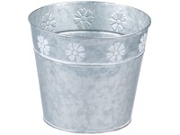 Plechový kvetináč klasik bordúra kvietok, šedá, biela 180x155mm