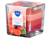 Üveg prizma 80x80 mm ~32h Hibiscus - White Sage háromszínű illatgyertya