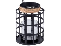 Kovová drôtená lampa na sviečku, čierna – 125×165 mm