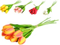 Umelé kvety, plast 410mm tulipán zväzok 7 ks, mix farieb