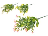 Dekoratívny eukalyptus s kvetmi – 33 cm, umelý, mix farieb