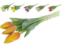 Művirág, műanyag 270mm-es tulipán csokor 5 db, vegyes színválasztékban