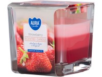 Üveg prizma 80x80 mm ~32h Strawberry háromszínű illatgyertya
