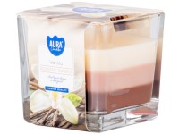 Üveg prizma 80x80 mm ~32h Vanilla háromszínű illatgyertya