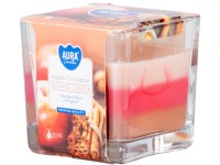 Üveg prizma 80x80 mm ~32h Apple - Cinnamon fruits háromszínű illatgyertya