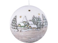 Guľa LED dioda 100mm Zimná krajina béžová sviečka