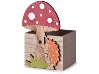 Dekorácia drevo 100x80x160mm Muchotrávka, prírodná, červená