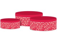 Plechová okrúhla dóza Holly Jolly, červená, set 3 ks, 200x90/185x80/140x65mm