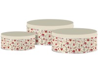 Plechová okrúhla dóza Christmas Glory, krémová, set 3 ks, 200x90/185x80/140x65mm