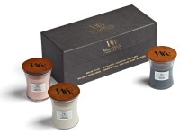 WoodWick dárkový set Evening Onyx, Solar Ylang, Coastal Sunset váza malá 3 ks