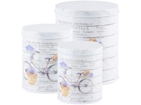 Plechová okrúhla dóza Bicykel, set 3 ks, 135x160/110x130/75x90mm