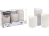 LED sviečka set 3ks 75X100/75X125/75X150 s reálnym plameňom a časovačom, biela
