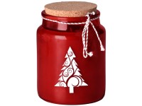 Emocio Sklo 98x135 mm s korkovým viečkom Baked Cinnamon, potlač stromček, červená vonná sviečka