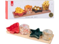 Svietnik sklo 5ks set 330x60x125mm adv. na bambus. tácky, farebná