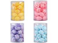 Kraslice plast 24ks 30mm pruhy, kvietky v krabičke, mix farieb