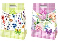 Darčeková taška motív kvety s chlopňou na suchý zips, farebná, 260x320 mm
