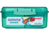 Sistema Lunch Trojkomorová krabička s nádobou na jogurt a 2 tácky 1,25 litra, mätová