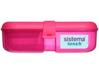 Sistema Lunch Ételtároló doboz három rekeszes joghurt tartóval 1,1 l, rózsaszín