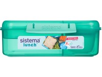 Sistema Lunch Trojkomorová krabička s nádobou na jogurt a 2 tácky 1,65 l, mätová