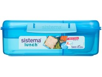 Sistema Lunch Ételtároló doboz három rekeszes joghurt tartóval és 2 tálcával 1,65 l, kék