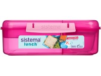 Sistema Lunch Trojkomorová krabička s nádobou na jogurt a 2 tácky 1,65 l, ružová