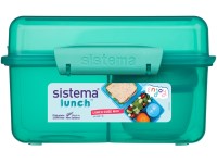 Sistema Lunch Ételtároló doboz három rekeszes joghurt tartóval dupla fedővel 2 l, menta
